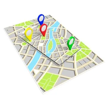 3D smartphone, map - destinations concept 스톡 일러스트