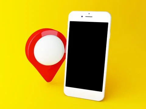 3D Smartphone with map pointer Stock Illustration