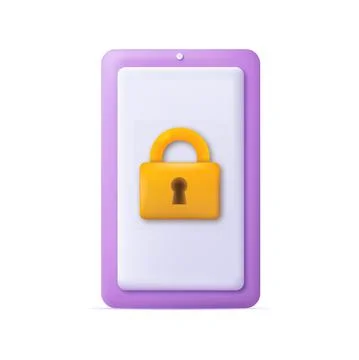 3d smartphone with padlock locked security concept. Vector 스톡 일러스트