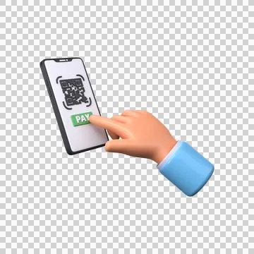 3d smartphone with qr code for online payments and money transactions. Stock Illustration