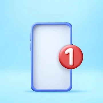 3D Smartphone with red notification badge 스톡 일러스트