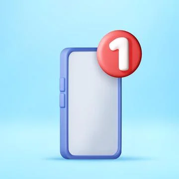 3D Smartphone with red notification bubble 스톡 일러스트