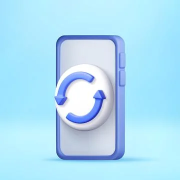 3D Smartphone with refresh icon. Stock Illustration
