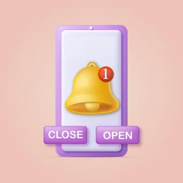 3d smartphone with reminder, notification. Vector Stock Illustration