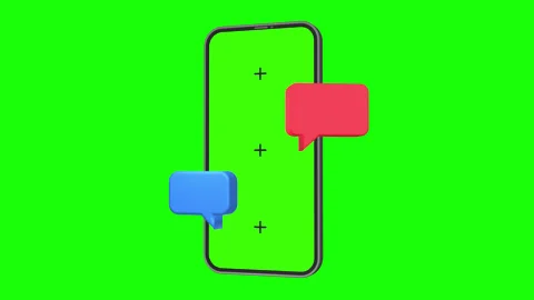 3D smartphone rotating slightly with floating message bubbles Stock Footage 329451106