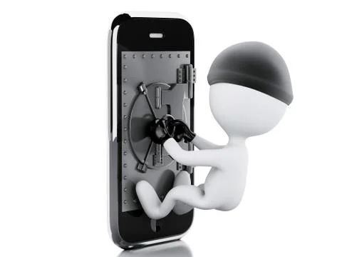 3d Smartphone with safe door. Mobile security concept. Stock Illustration