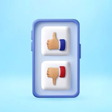 3D Smartphone screen with thumb up and thumb down 스톡 일러스트