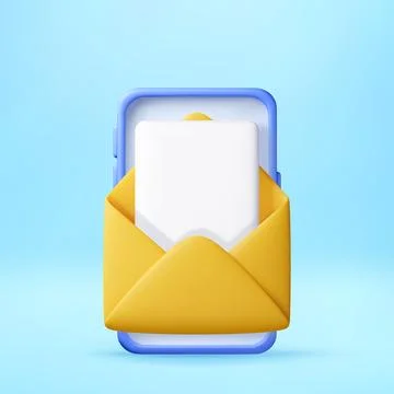 3D Smartphone showing open envelope with letter イラスト素材