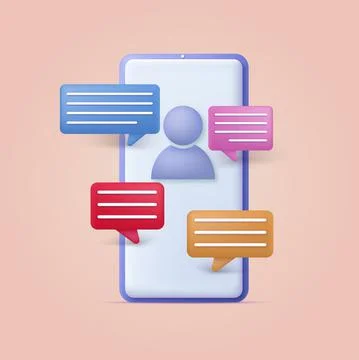 3d smartphone with speech bubbles, chat concept. Vector Stock Illustration