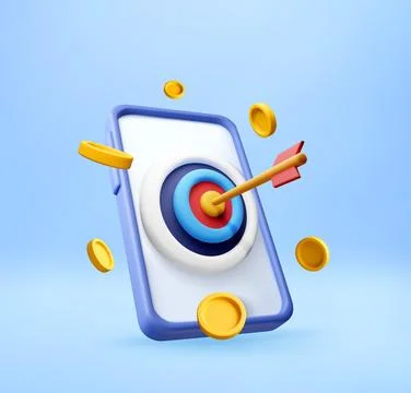 3d smartphone with target and arrow and gold coins イラスト素材