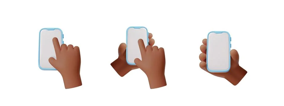 3D smartphone touch gestures vector illustration set Illustrazione stock