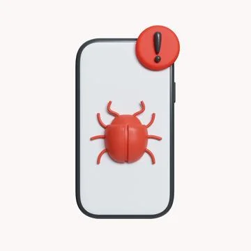 3d Smartphone with virus bug. data protection or digital online security concept Stock Illustration