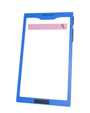 3d smartphone with white screen and search icon Stock Illustration