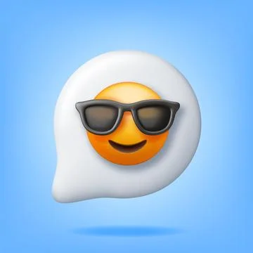 3d smile in sunglasses in chat cloud 스톡 일러스트