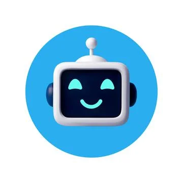 3D Smiling Chatbot Icon with Friendly Face Stockillustratie