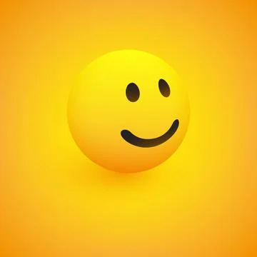 3D Smiling Face, View from Side - Emoticon on Yellow Background, Vector Desig Stock Illustration