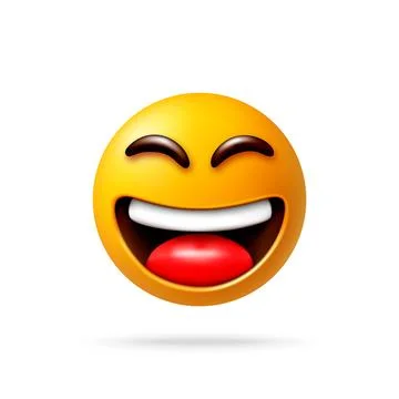 3d Smiling laughing emoji face with tongue out Stock Illustration