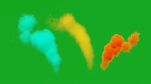 3D smoke animation of burning flames of colorful smoke on isolated green screen Stock-Footage 231732327