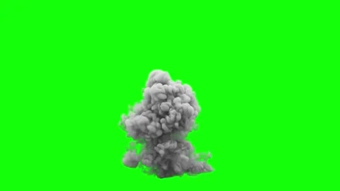 3D Smoke Explosion and Plume Rising Isolated on Green Screen Stock Footage 340635018