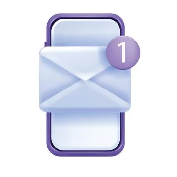 3D SMS chat icon, vector smartphone message screen, mobile email alert Illustrazione stock
