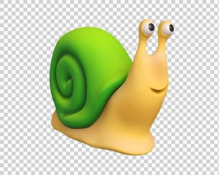 3d snail. Cute yellow smiling snail. 3d rendering Stock Illustration