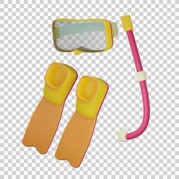 3d snorkeling with transparent background Stock Illustration