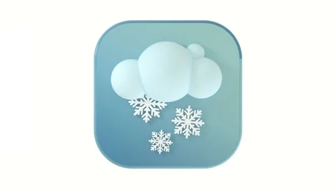 3D snow cloud icon on a gray button on a white background Stock Footage 230775841