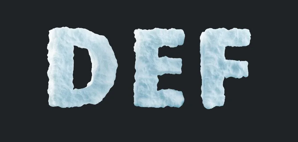 3D snow letters D E F capital letters isolated Stock Illustration