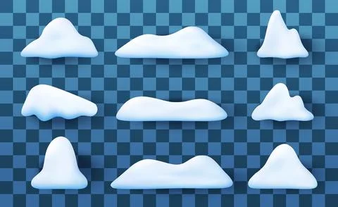 3d snowdrift or snow set for winter design Stock Illustration