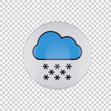 3D Snowfall Weather Cloud Icon Button Isolated Transparent Stock Illustration