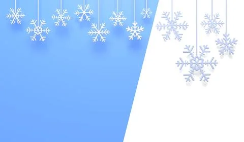 3d snowflakes of different shapes on a blue background Stock Illustration