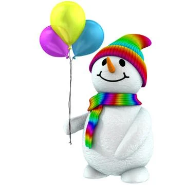 3d snowman with balloons Stock Illustration