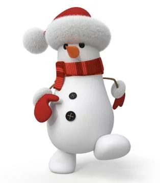 The 3d snowman goes Stock Illustration