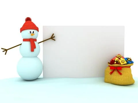 3d snowman over white background Stock Illustration
