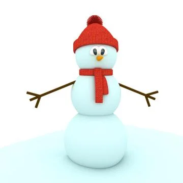 3d snowman over white background Stock Illustration
