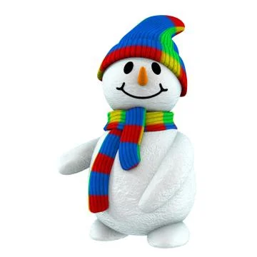 3d snowman point at Stock Illustration