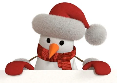 3d snowman with a sign Stock Illustration