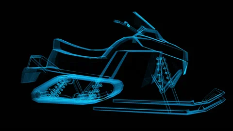 3D Snowmobile Hologram Video stock 132843493