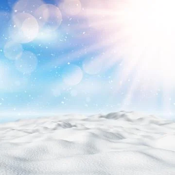 3D snowy winter landscape Stock Illustration