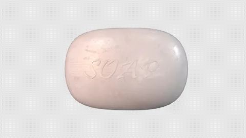 3D Soap Bar Rotating on a Transparent Background. Seamless Loop. Soap Bar 3D. 4K Stock Footage 281853530