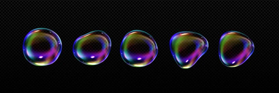 3D soap bubbles set on transparent background Stockillustratie