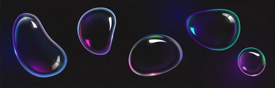 3D soap bubbles set on transparent background Stock Illustration