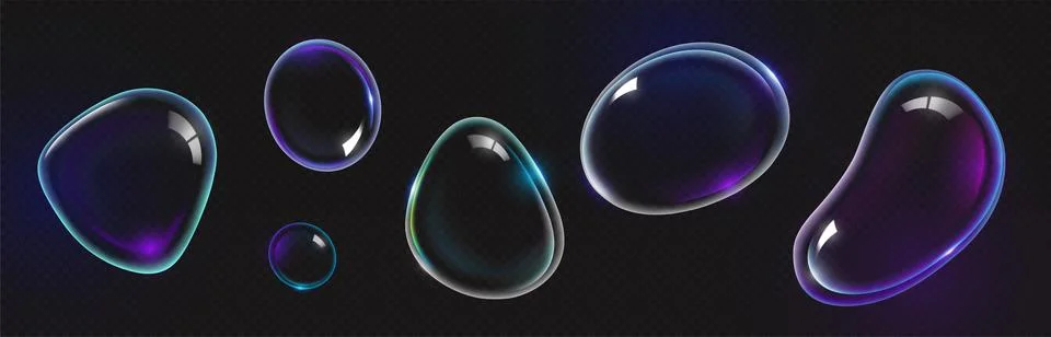 3D soap bubbles set on transparent background Stock Illustration
