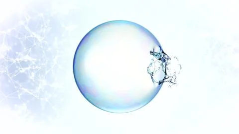 3d soap transparent bubble in the deformation. Illustrazione stock