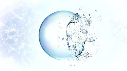3d soap transparent bubble in the deformation. Illustrazione stock