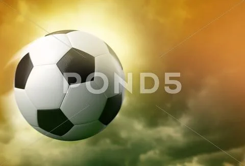 3d soccer ball on dramatic sky background Stock Illustration