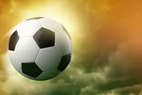 3d soccer ball on dramatic sky background Stock Illustration