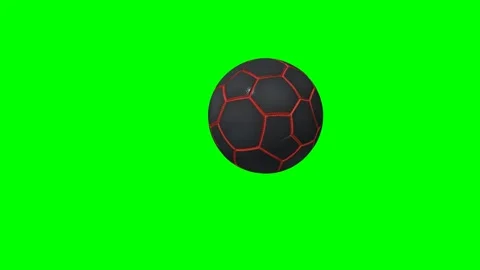 3D Soccer Ball with Glowing Red Lines on Green Screen 4K Vídeo Stock 336957490