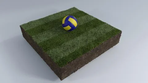 3D Soccer ball of grass patch Stock Illustration