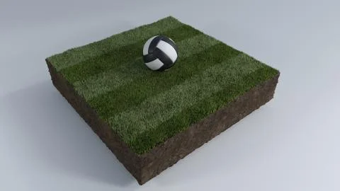3D Soccer ball of grass patch Stock-Illustration